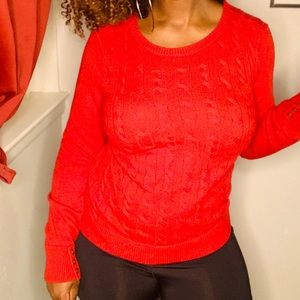 Textured red sweater